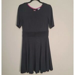 Vince Camuto Womens Ruffle Drop Waist Fit & Flare Knee Length Dress Black Size 8